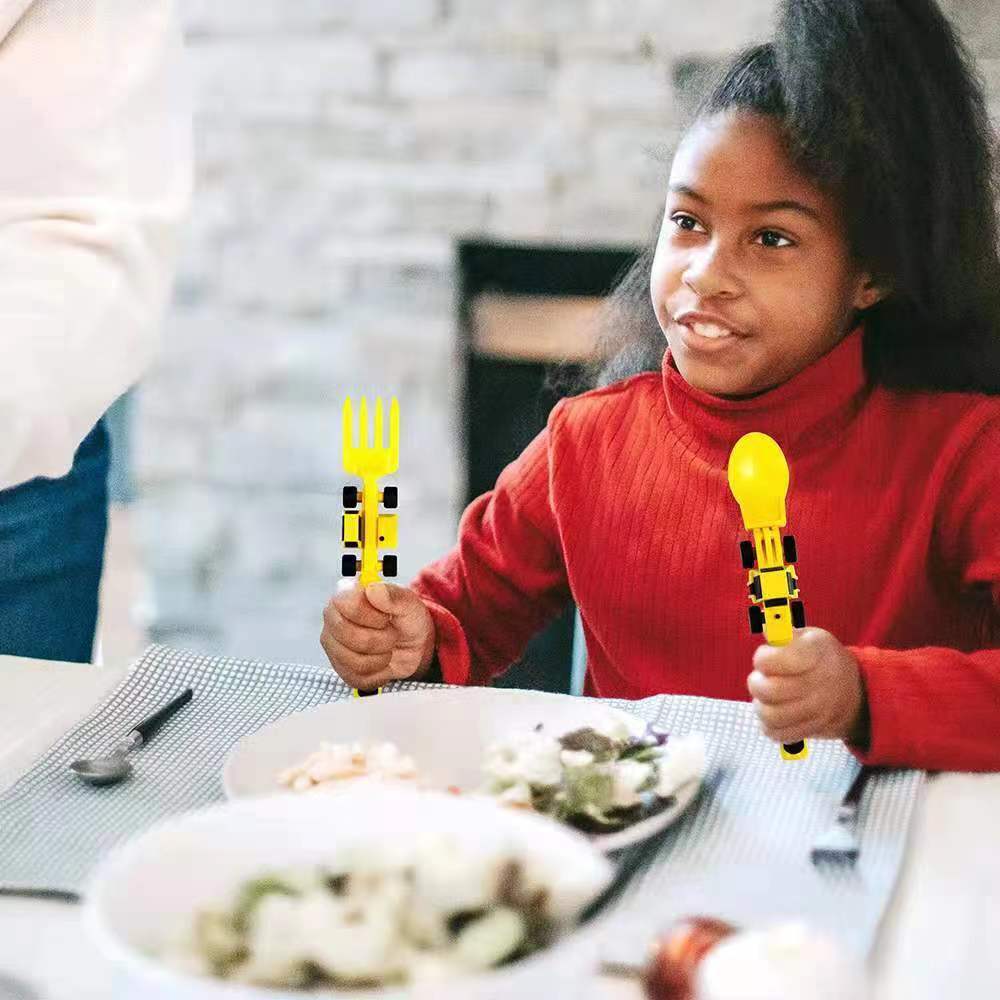 Dinneractive Combo With Utensil Set Excavator Spoon Cutlery Set
