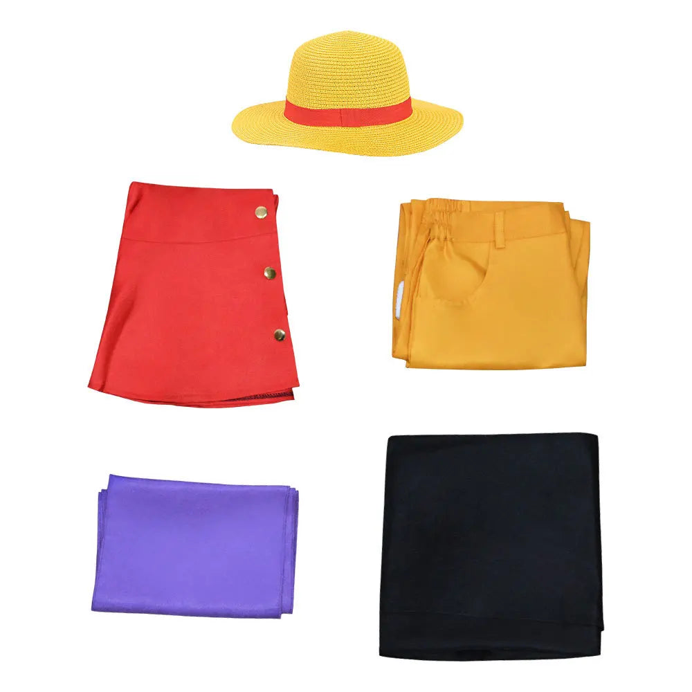 Hot Anime Monkey D Luffy Cosplay Costume Kimono Captain Of The ONE Straw Hat Pirates PIECE Halloween Outfits
