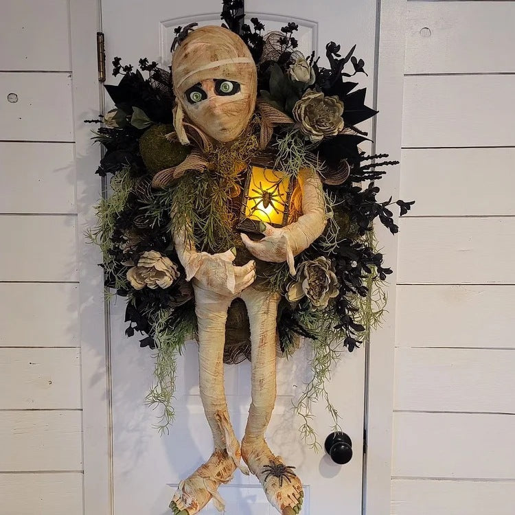 Mummy Halloween Wreath Door Decoration