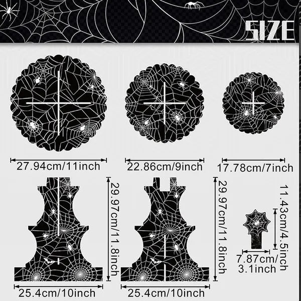 3 Tier Halloween Cupcake Stand Black Spider Web Cardboard Cupcake Stand Spider Bat Cupcake Toppers Halloween Cupcake Holder Tower For Halloween Birthday Party Supplies