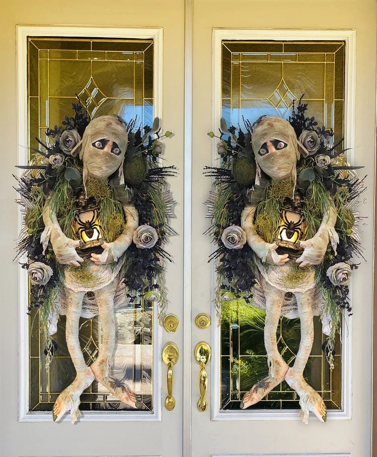 Mummy Halloween Wreath Door Decoration