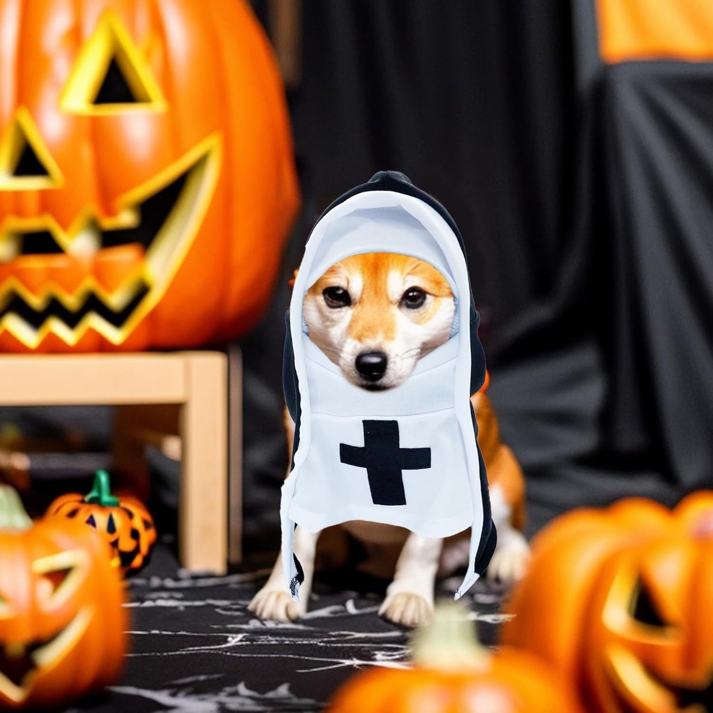 Nun Dog Costume – Pet Halloween Outfit (Apparel)