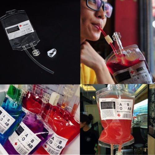 Halloween Vampire Blood Drink Bags Transparent Beverage Pouches