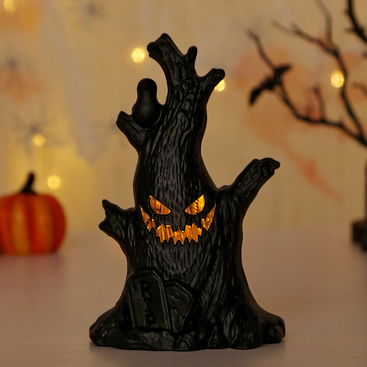 Halloween Pumpkin Ghost Stump Decorative Lamp