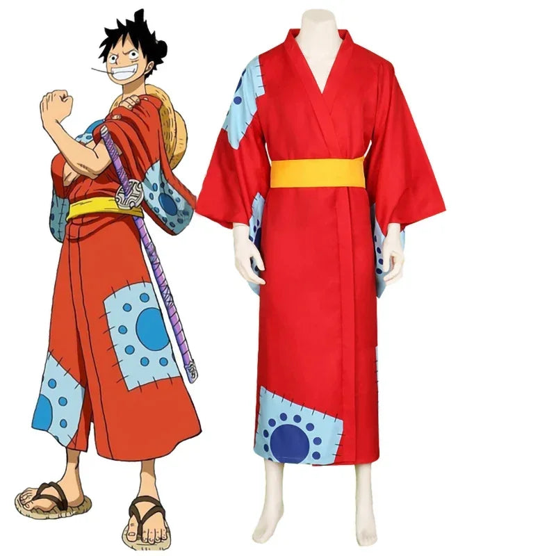 Monkey D Luffy Wano Country Arc Cosplay Kostuum Hoed Kimono Yukata Outfit Aangepaste Halloween Kostuums