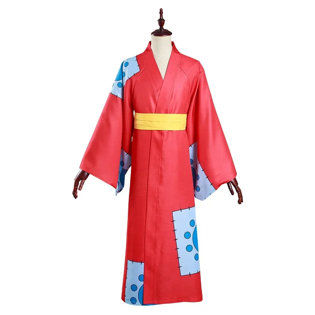 Monkey D Luffy Wano Country Arc Cosplay Kostuum Hoed Kimono Yukata Outfit Aangepaste Halloween Kostuums