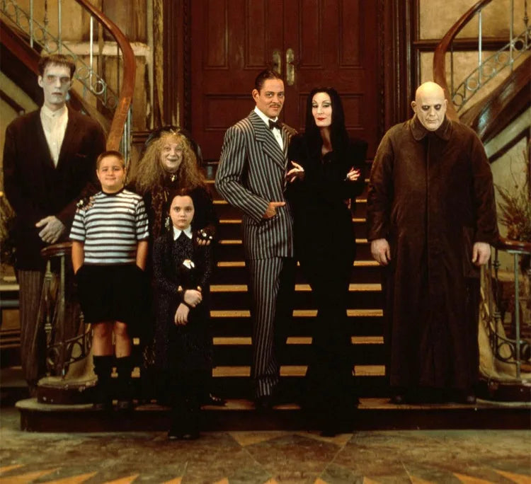 Film Gomez Addams Cosplay  Morticia Costume Dress Halloween Carnival Outfit Adult Kid Coat Shirt Pant Tie Suit Party Uniform