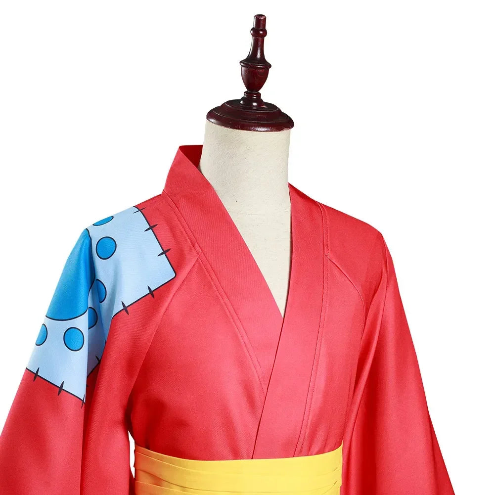 Monkey D Luffy Wano Country Arc Cosplay Kostuum Hoed Kimono Yukata Outfit Aangepaste Halloween Kostuums