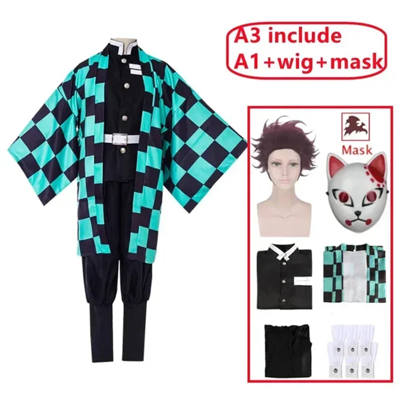 Anime Kamado Tanjirou Cosplay Kostuum Demon Moordenaar Halloween Cosplay     Kostuum Voor Kinderen Voor Volwassen Geschenken