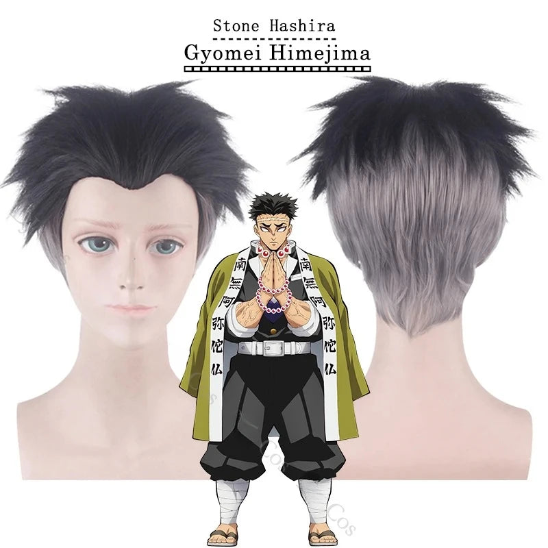 Gyomei Himejima Uniform Anime Demon Slayer Season 4 Kimetsu no Yaiba Hashira Training Arc Cosplay Costume Wig Stone Hashira