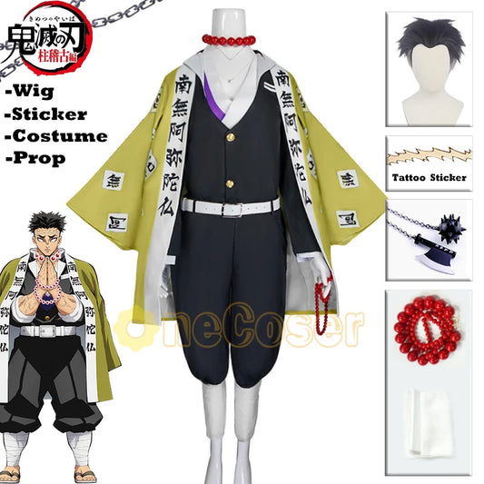 Gyomei Himejima Uniform Anime Demon Slayer Season 4 Kimetsu no Yaiba Hashira Training Arc Cosplay Costume Wig Stone Hashira