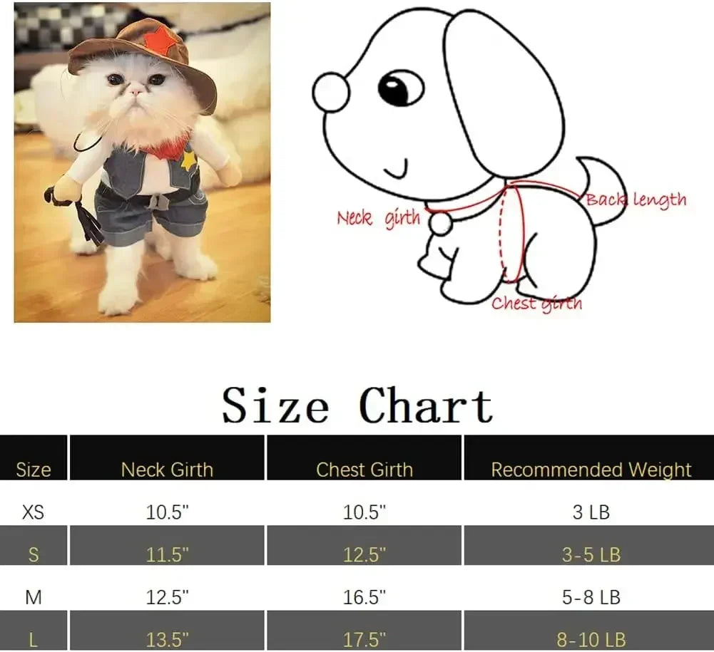 Pet Dog Cat Costume Cowboy Jeans Hoodie Shirts Halloween Costume Jumpsuit Puppy Clothes Funny Coat Cosplay Cat Dog Accessories
