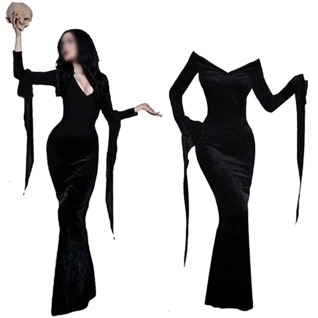 Film Gomez Addams Cosplay  Morticia Costume Dress Halloween Carnival Outfit Adult Kid Coat Shirt Pant Tie Suit Party Uniform