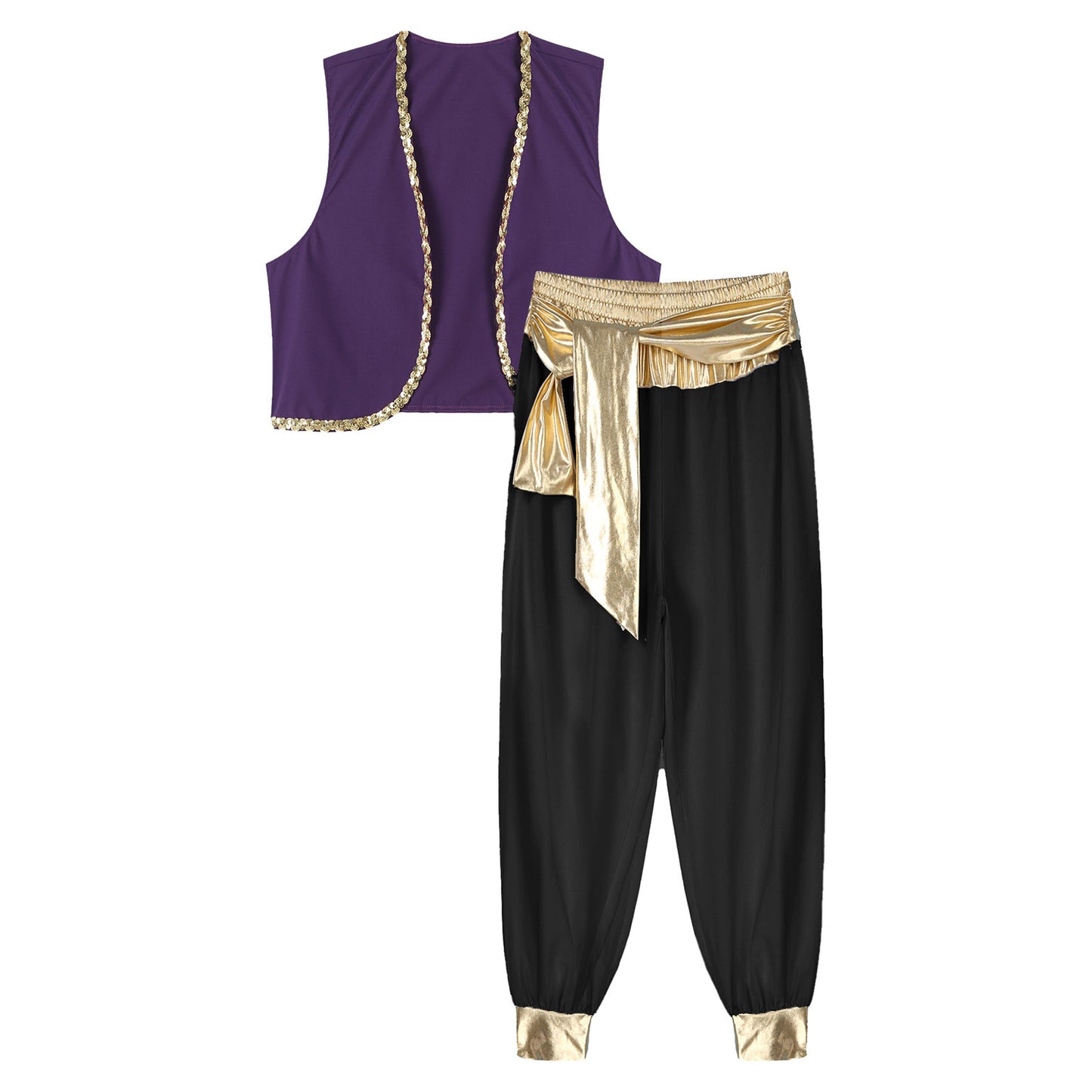 Aladin Costume Men Arabian Prince Cosplay Dress Up Waistcoat Top Harem Pants Suit Halloween Theme Party Carnival Stage Dancewear