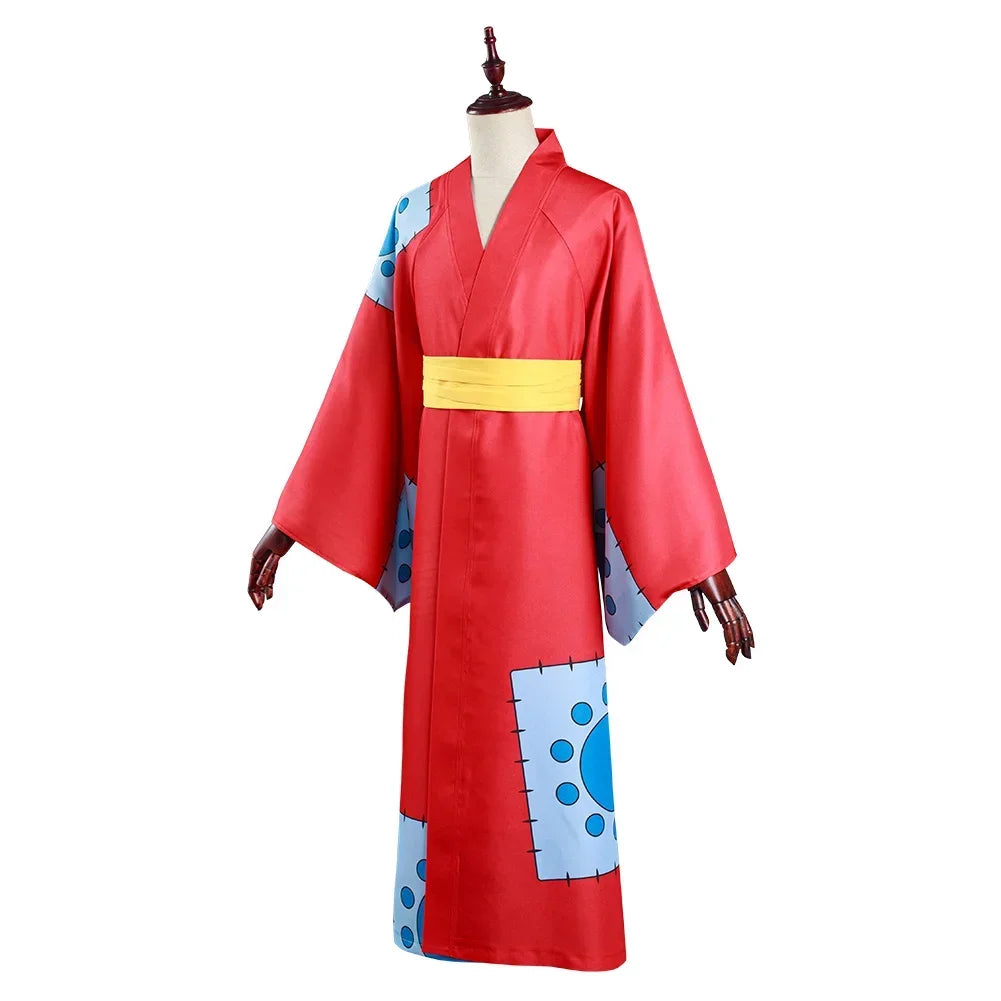 Monkey D Luffy Wano Country Arc Cosplay Kostuum Hoed Kimono Yukata Outfit Aangepaste Halloween Kostuums