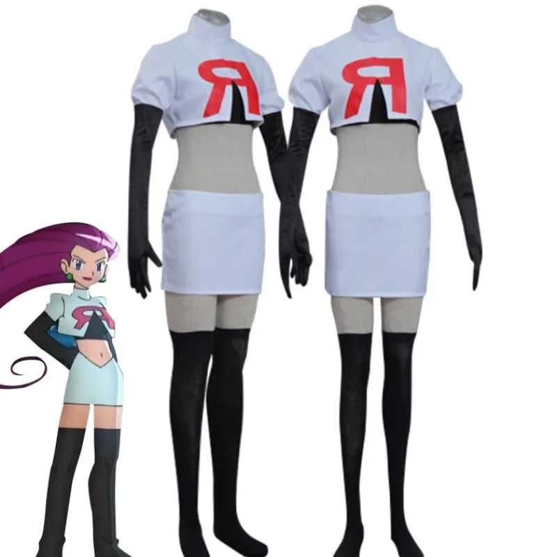 Anime Jessie and James Cosplay Costume Team Rocket Jessie Musashi James Kojirou Halloween Cosplay Costume Full Set Women Men