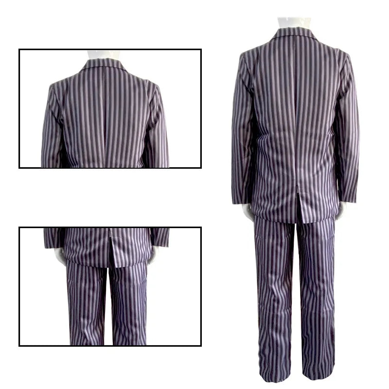 Film Gomez Addams Cosplay  Morticia Costume Dress Halloween Carnival Outfit Adult Kid Coat Shirt Pant Tie Suit Party Uniform