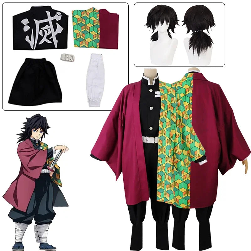 Anime Demon Slayer Kimetsu No Yaiba Tomioka Giyuu Cosplay Costume Men Kimono Uniform Halloween Carnival Party Costumes