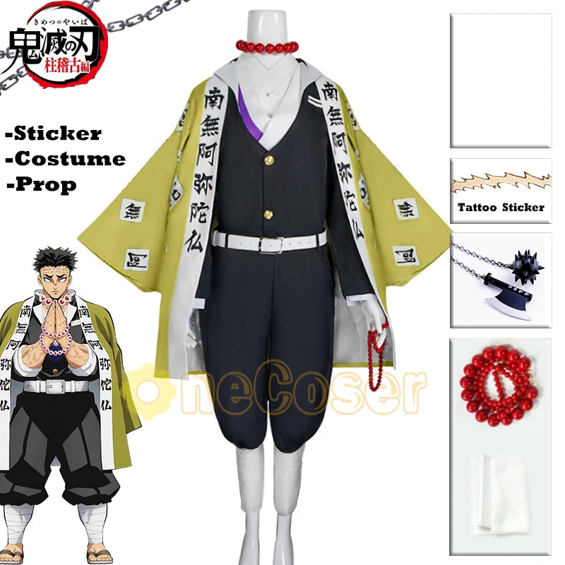 Gyomei Himejima Uniform Anime Demon Slayer Season 4 Kimetsu no Yaiba Hashira Training Arc Cosplay Costume Wig Stone Hashira