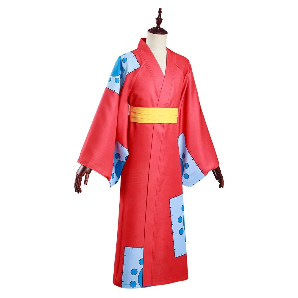 Monkey D Luffy Wano Country Arc Cosplay Kostuum Hoed Kimono Yukata Outfit Aangepaste Halloween Kostuums