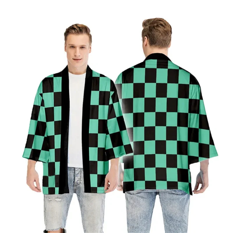 Kimetsu No Yaiba Nezuko Tanjirou Kimono Haori Cloak Cosplay Costume Halloween Adult Child Anime Costumes Cape