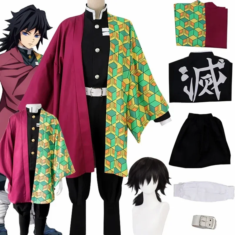Anime Demon Slayer Kimetsu No Yaiba Tomioka Giyuu Cosplay Costume Men Kimono Uniform Halloween Carnival Party Costumes