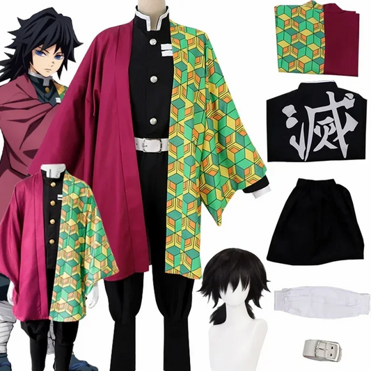 Anime Demon Slayer Kimetsu No Yaiba Tomioka Giyuu Cosplay Costume Men Kimono Uniform Halloween Carnival Party Costumes