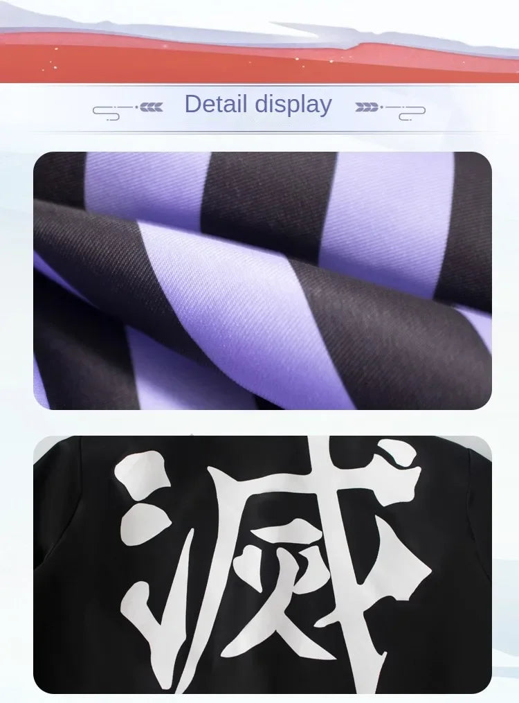 Iguro Obanai Anime Demon Ghost Killer Haori Kimono Cosplay Costume Set with White Snake Doll for Men