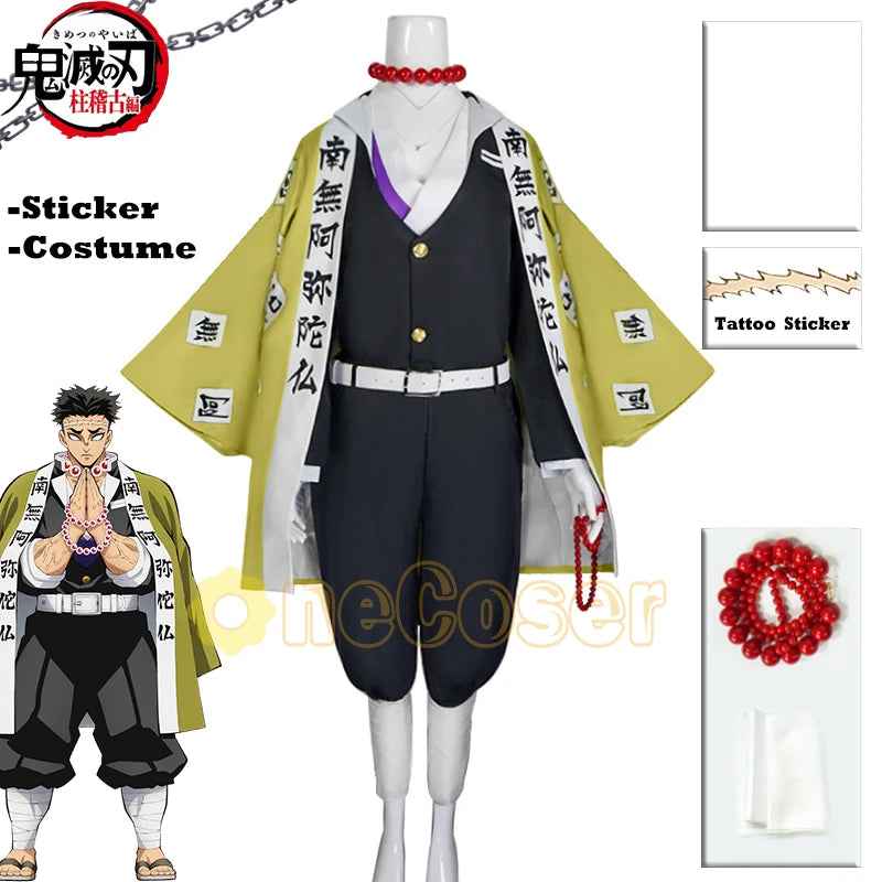Gyomei Himejima Uniform Anime Demon Slayer Season 4 Kimetsu no Yaiba Hashira Training Arc Cosplay Costume Wig Stone Hashira