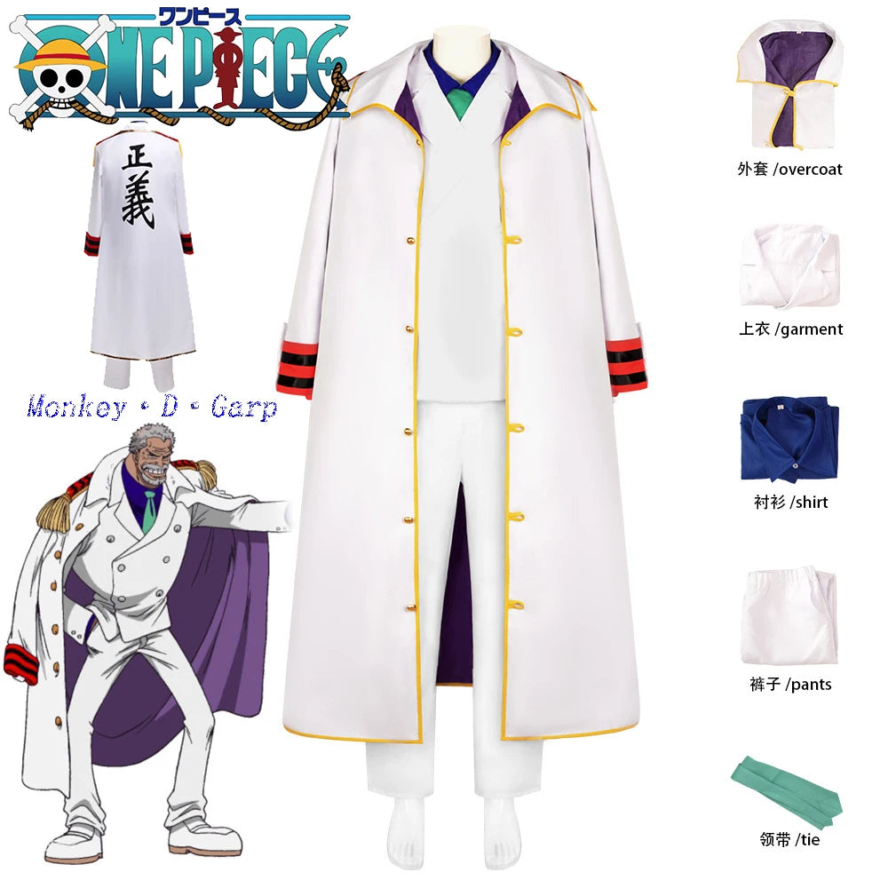 Anime ONE Monkey D Garp Cosplay Costume PIECE Full Set Cloak Coat Pants Adult Halloween Party Costume Performance Uniform