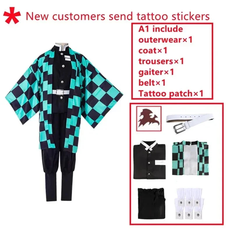 Anime Kamado Tanjirou Cosplay Kostuum Demon Moordenaar Halloween Cosplay     Kostuum Voor Kinderen Voor Volwassen Geschenken