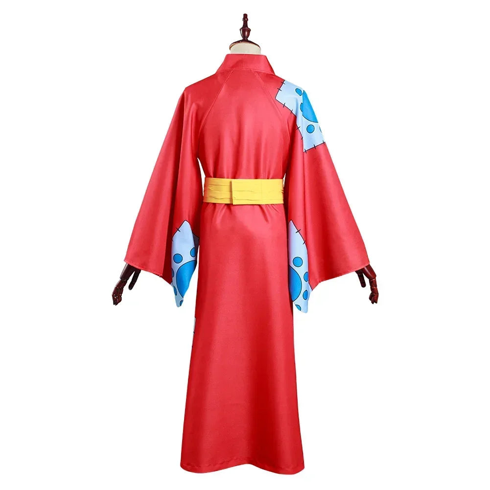 Monkey D Luffy Wano Country Arc Cosplay Kostuum Hoed Kimono Yukata Outfit Aangepaste Halloween Kostuums