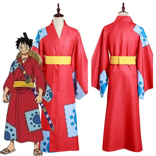 Monkey D Luffy Wano Country Arc Cosplay Kostuum Hoed Kimono Yukata Outfit Aangepaste Halloween Kostuums