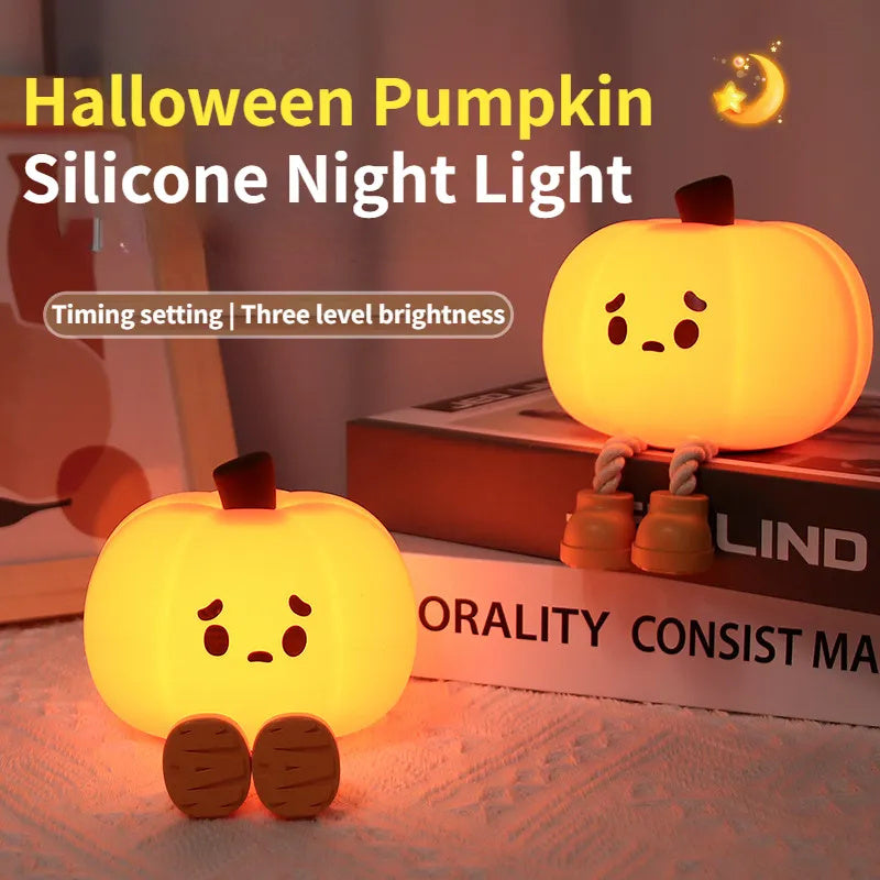 Halloween cute Pumpkin Silicone Night Light Lamp