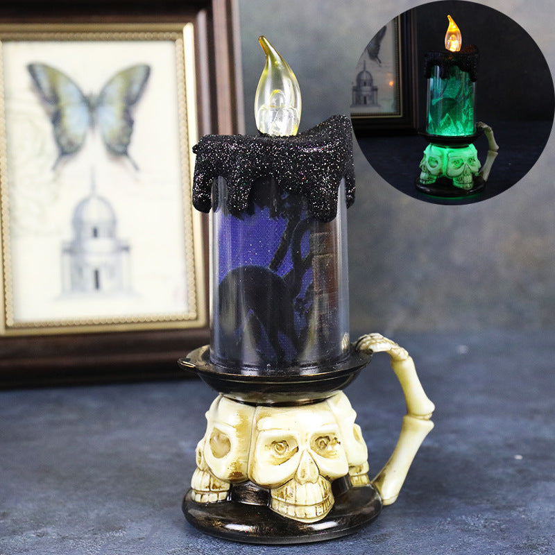 Halloween Decoration Props Skull Pumpkin Candle Light LED Glowing