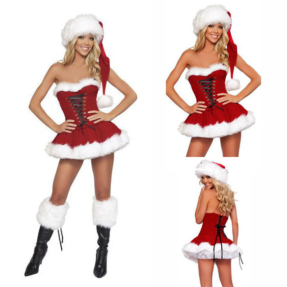 Women’s Adult Santa Claus Tube Top Costume Dress