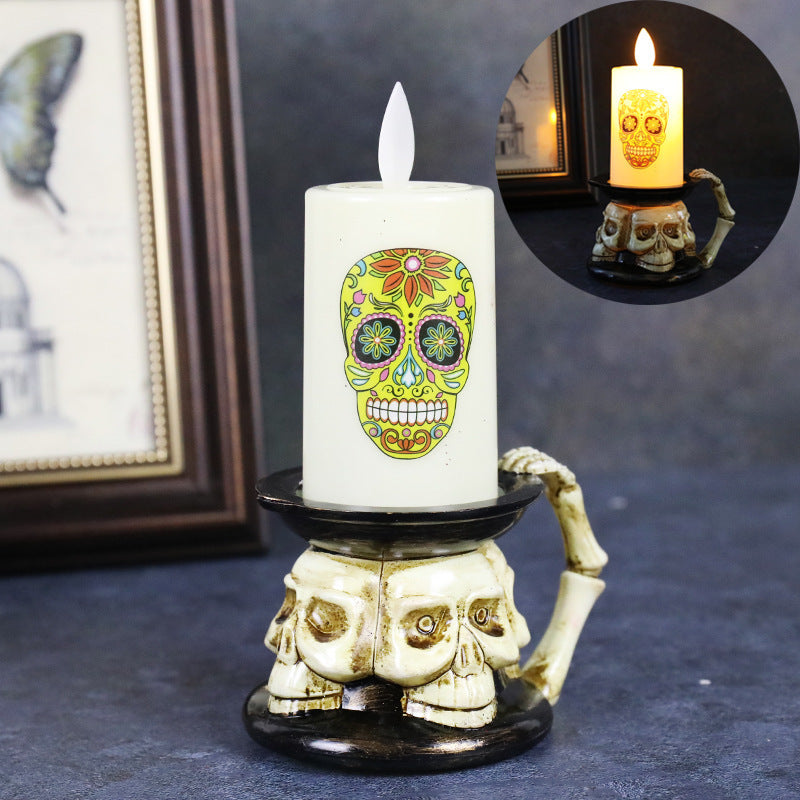 Halloween Decoration Props Skull Pumpkin Candle Light LED Glowing